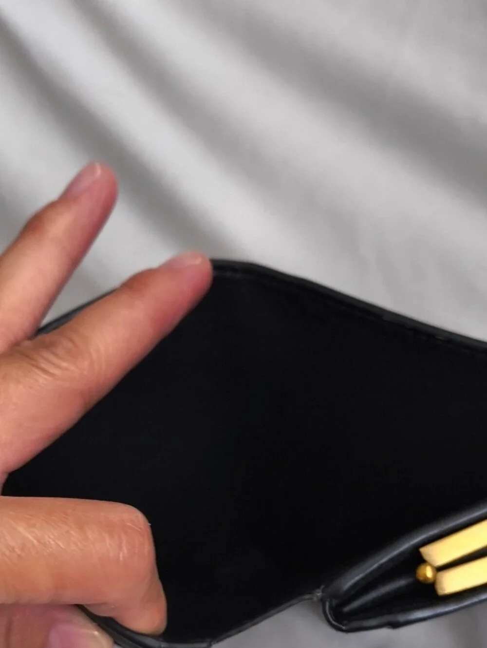 Celine Black Patent Leather Wallet with Snap Closure